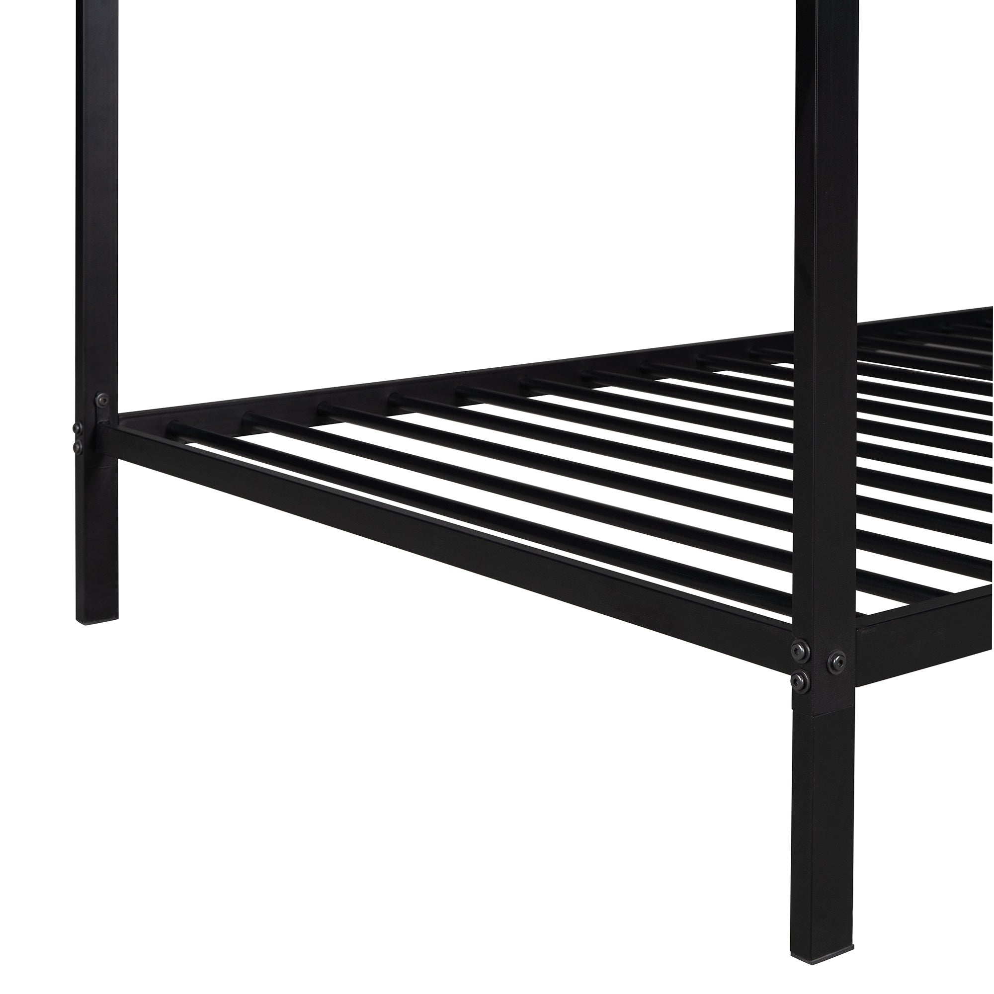 House Bed Frame Twin Size , Kids Bed Frame Metal Platform Bed Floor Bed for Kids Boys Girls No Box Spring Needed Black