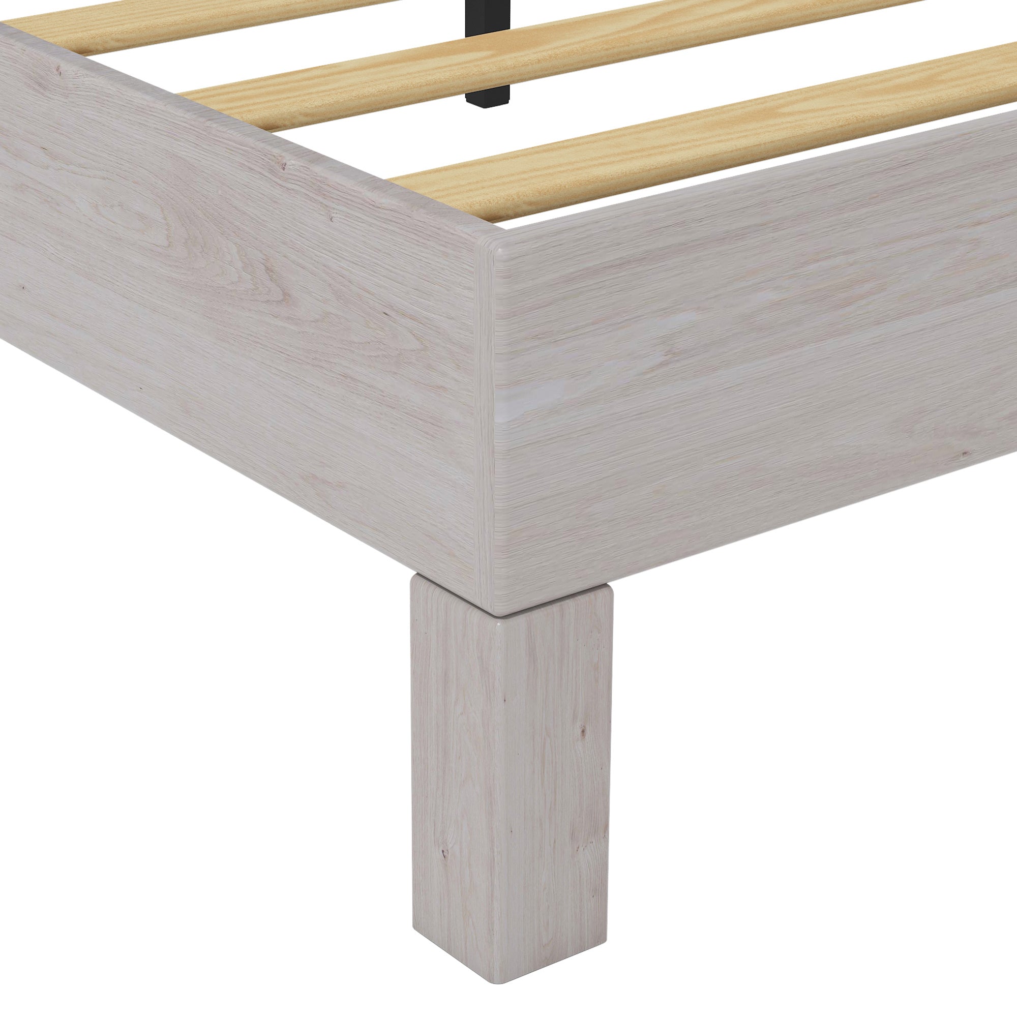 Queen Bed Frame, Wood with Wood Headboard Bed Frame with upholstered headboard / Wood Foundation with Wood Slat Support / No Box Spring Needed / Easy Assembly