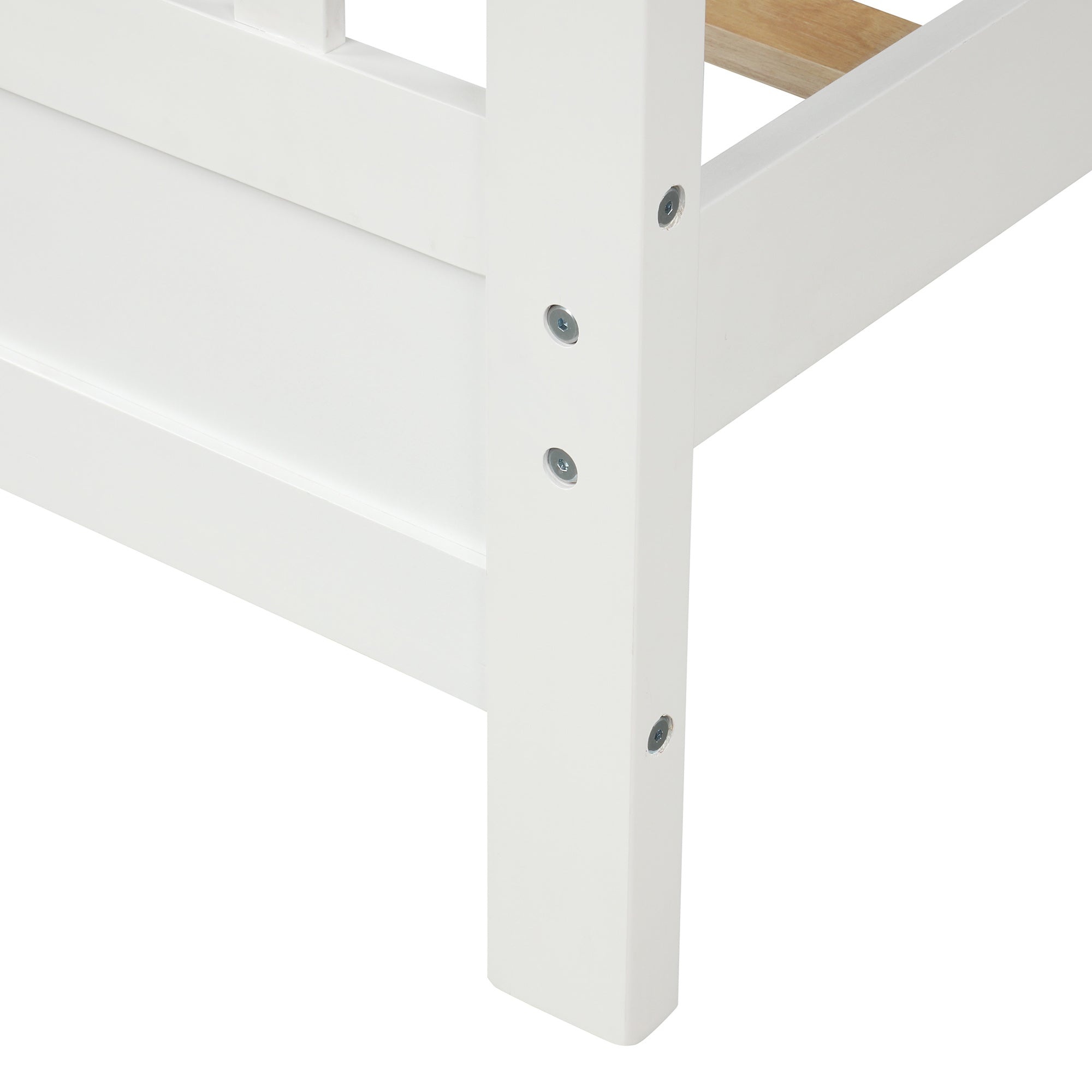 Full Platform Bed; Wood Platform Bed Frame with Headboard and Footboard; Easy Assembly; White RT