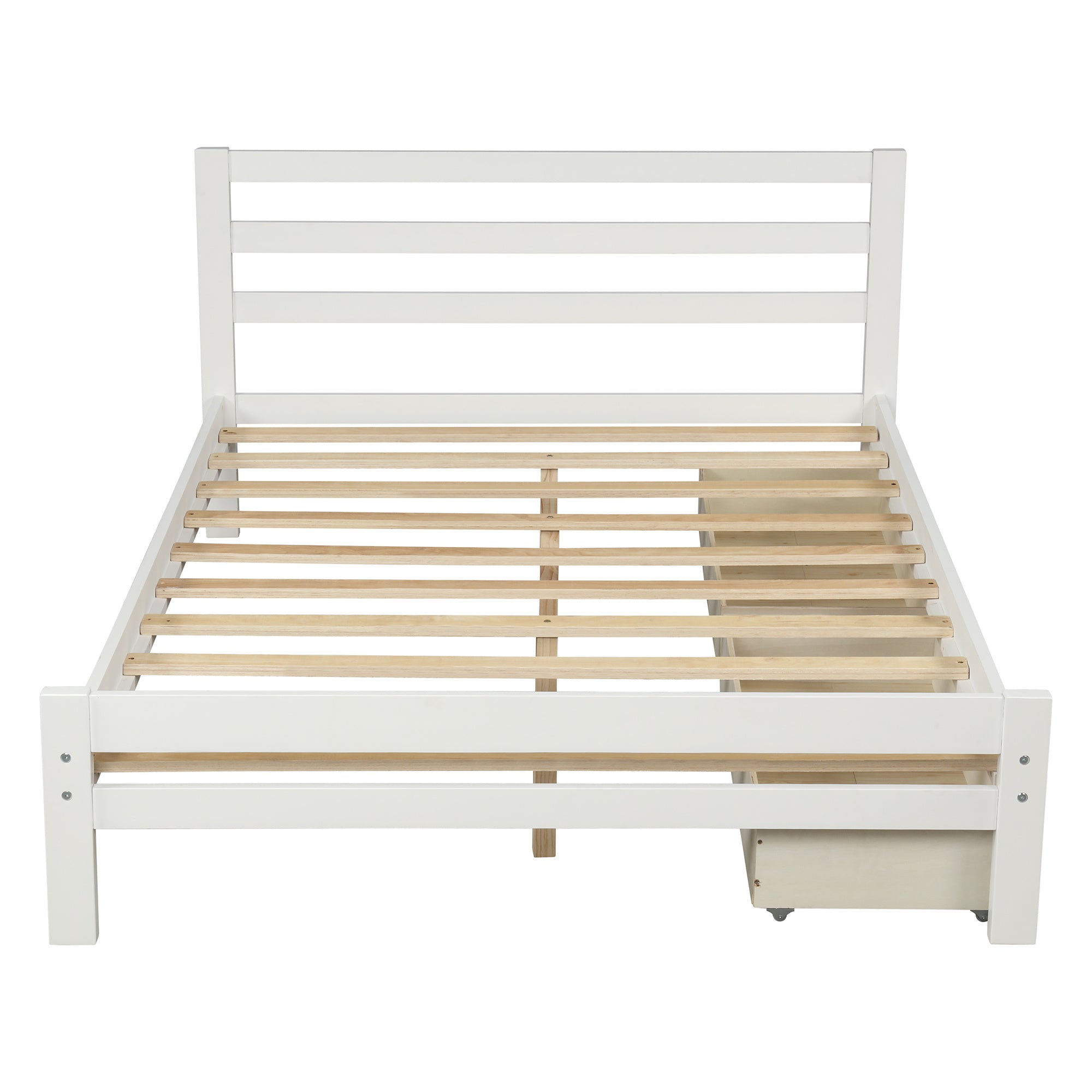 Full Size Bed Frame with Storage; Bed Frame with Drawers Full Size; 500lb Heavy Duty Solid Wood Platform Bed with Headboard/Wood Slat Support/No Box Spring Needed